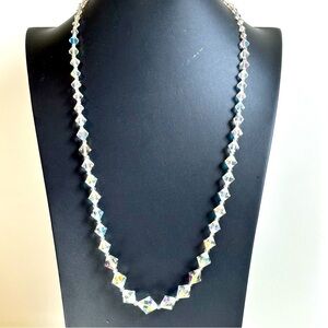 Vintage graduated clear AB crystal faceted diamond shape